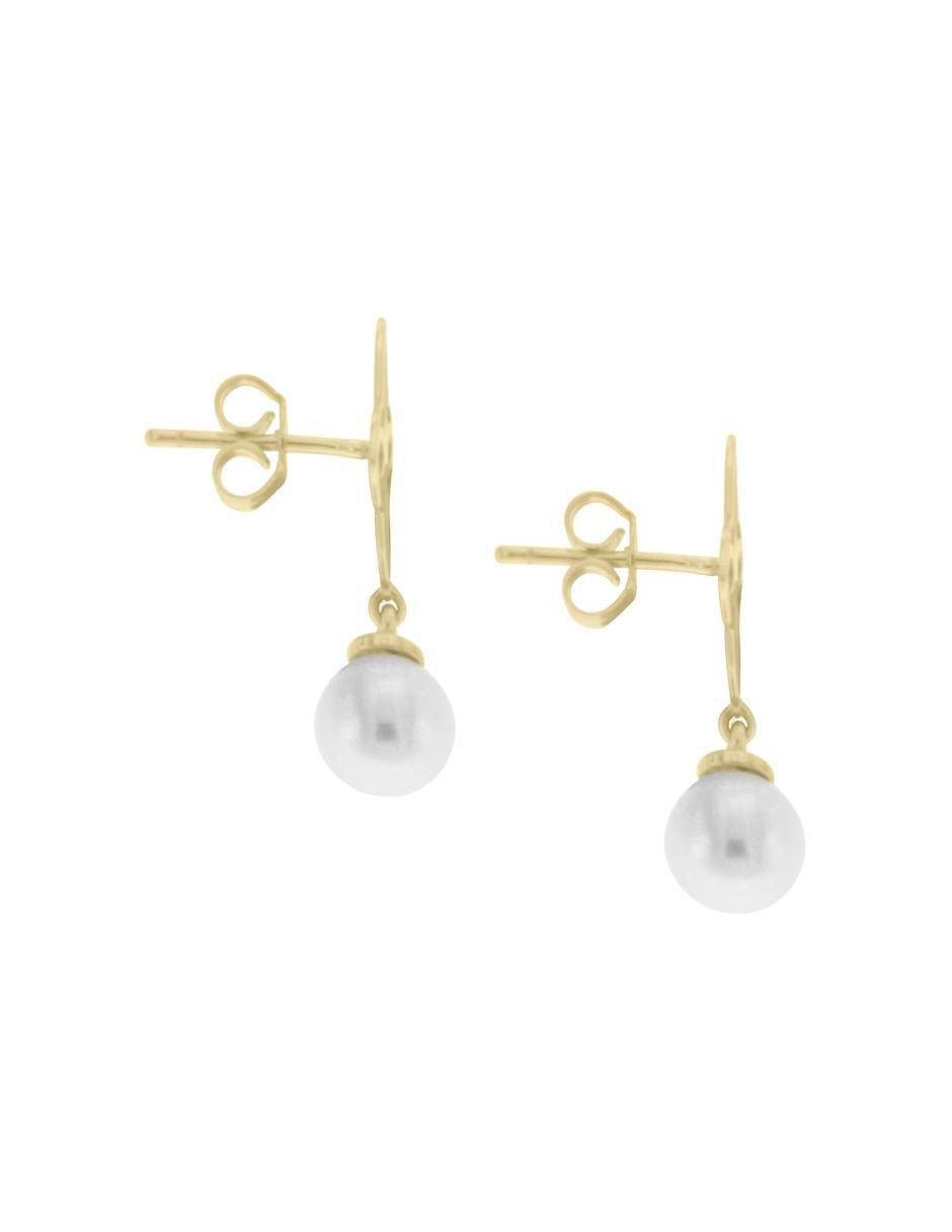 Aretes de rombo Nadin de oro amarillo con acabado brillante perla 3