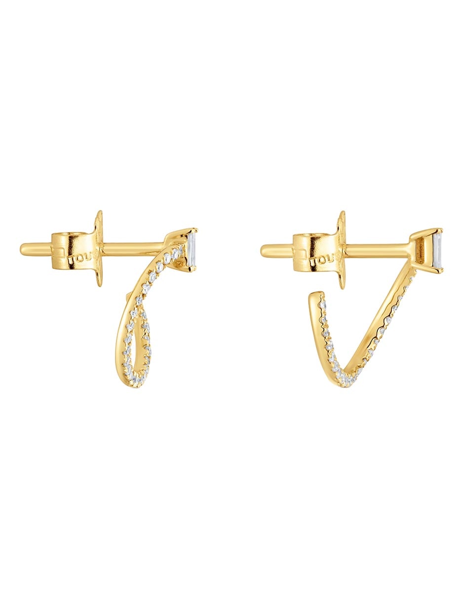 Aretes de aro Les Classiques de oro amarillo con acabado pavé diamante 2