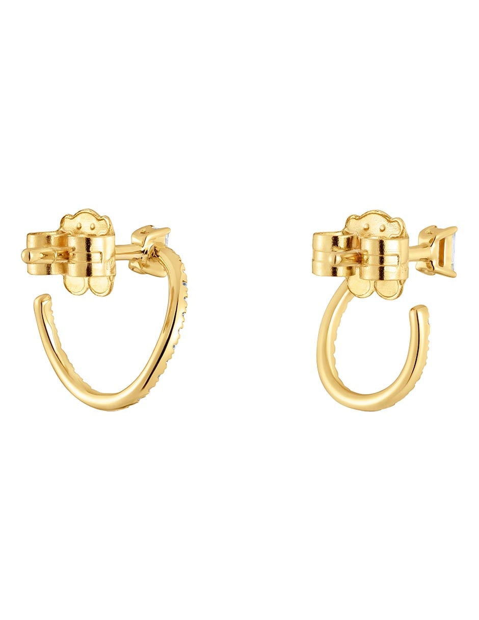 Aretes de aro Les Classiques de oro amarillo con acabado pavé diamante 3