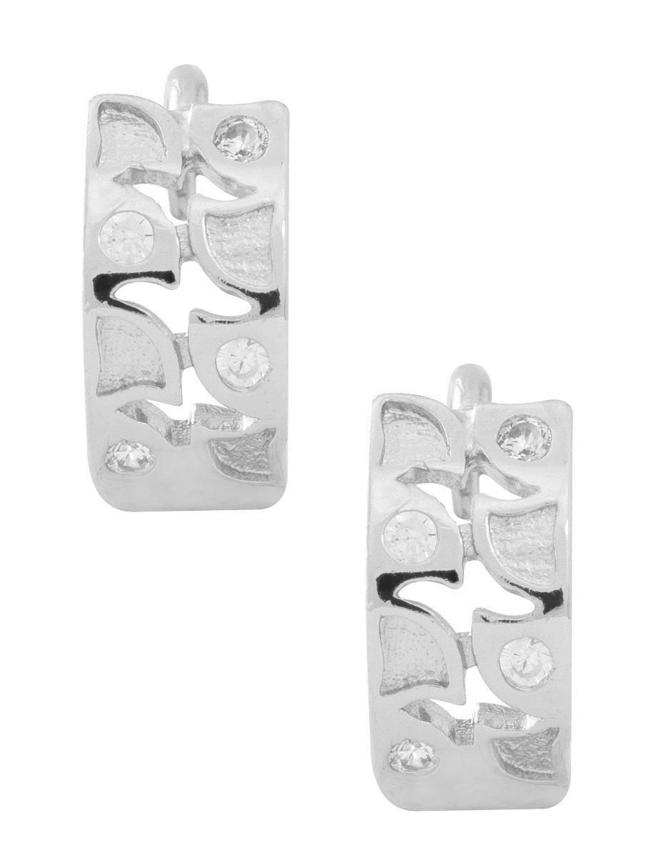 Aretes redondos con acabado plateado zirconia Aretes redondos con acabado plateado zirconia