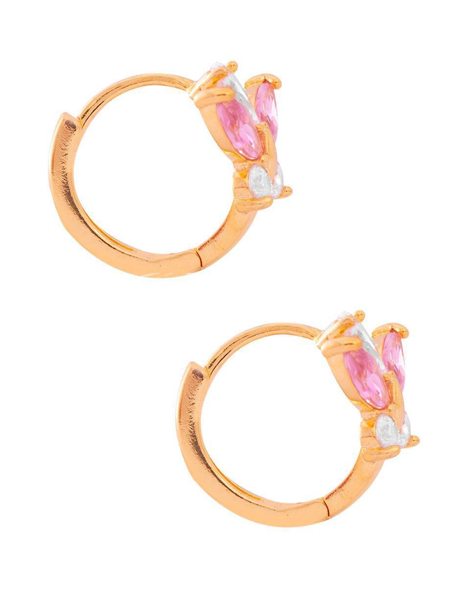 Aretes de mariposa con acabado chapa de oro zirconia 3