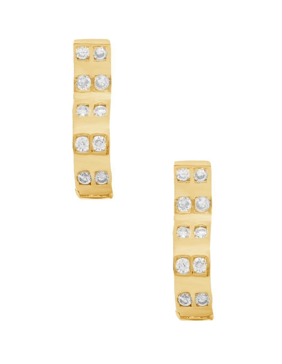 Aretes circulares con acabado chapa de oro zirconia