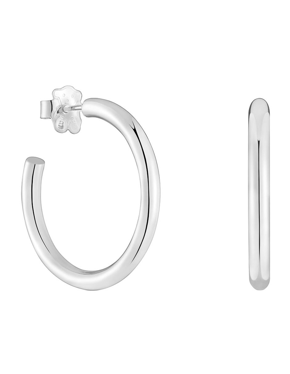 Aretes de aro redondos Basic de plata P 925 con acabado brillante