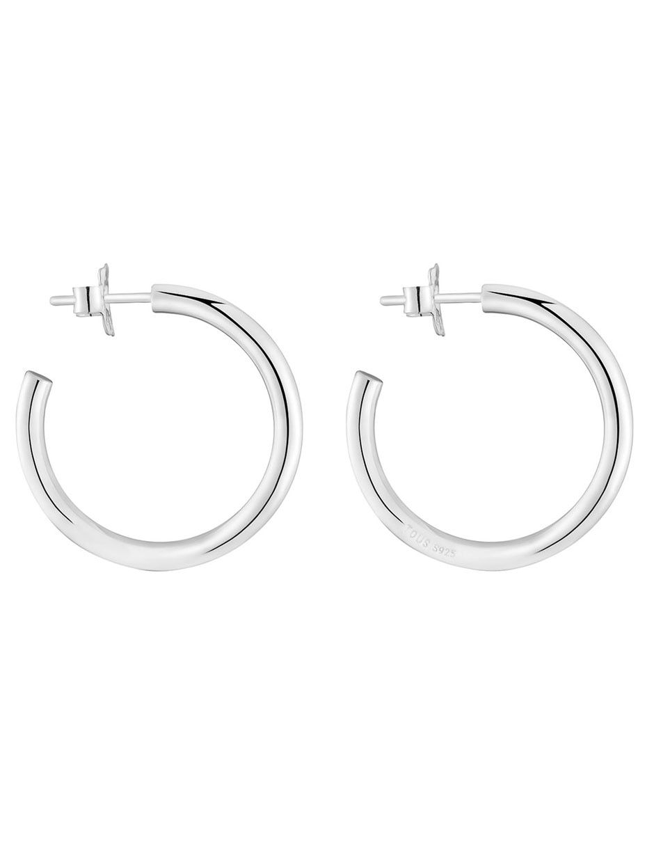 Aretes de aro redondos Basic de plata P 925 con acabado brillante 2