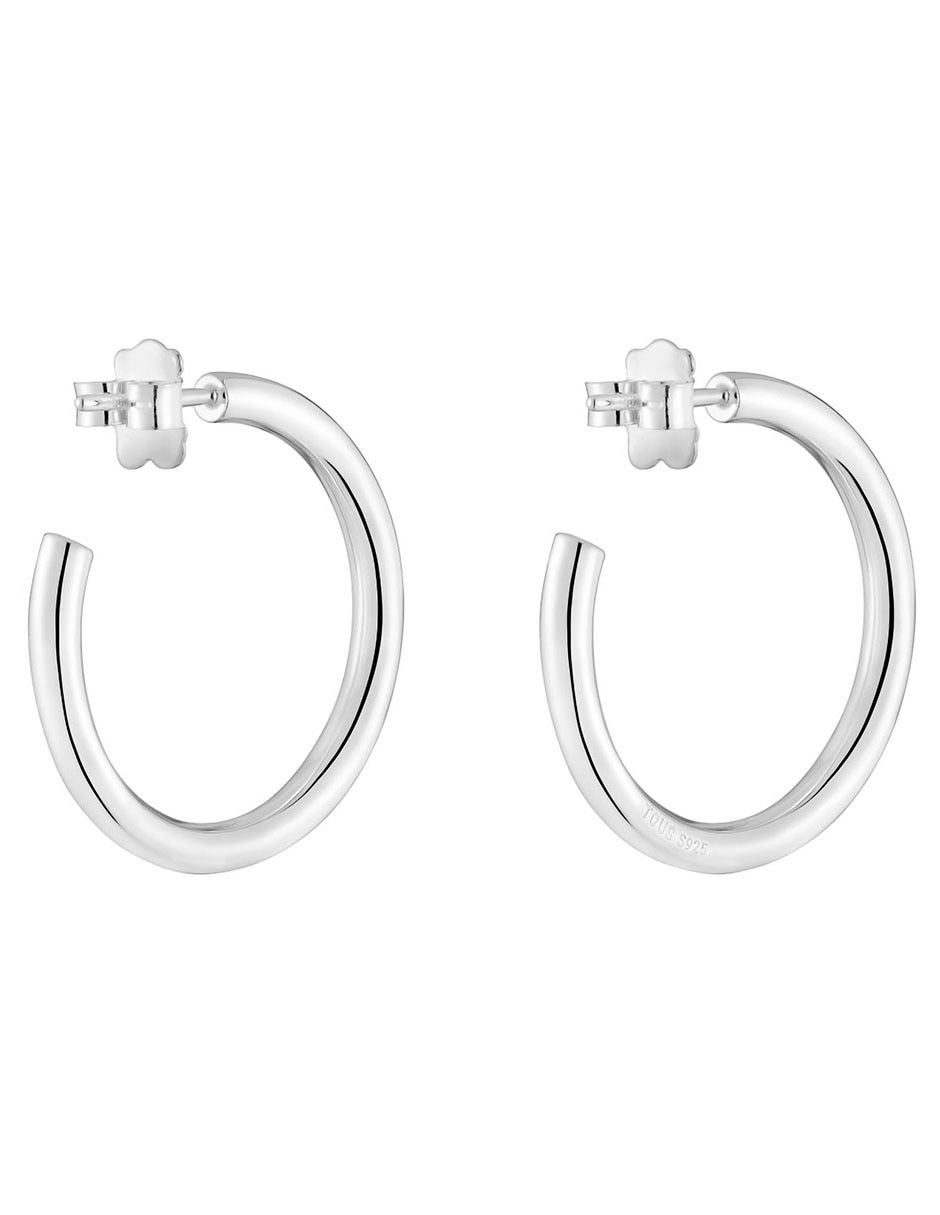 Aretes de aro redondos Basic de plata P 925 con acabado brillante 3