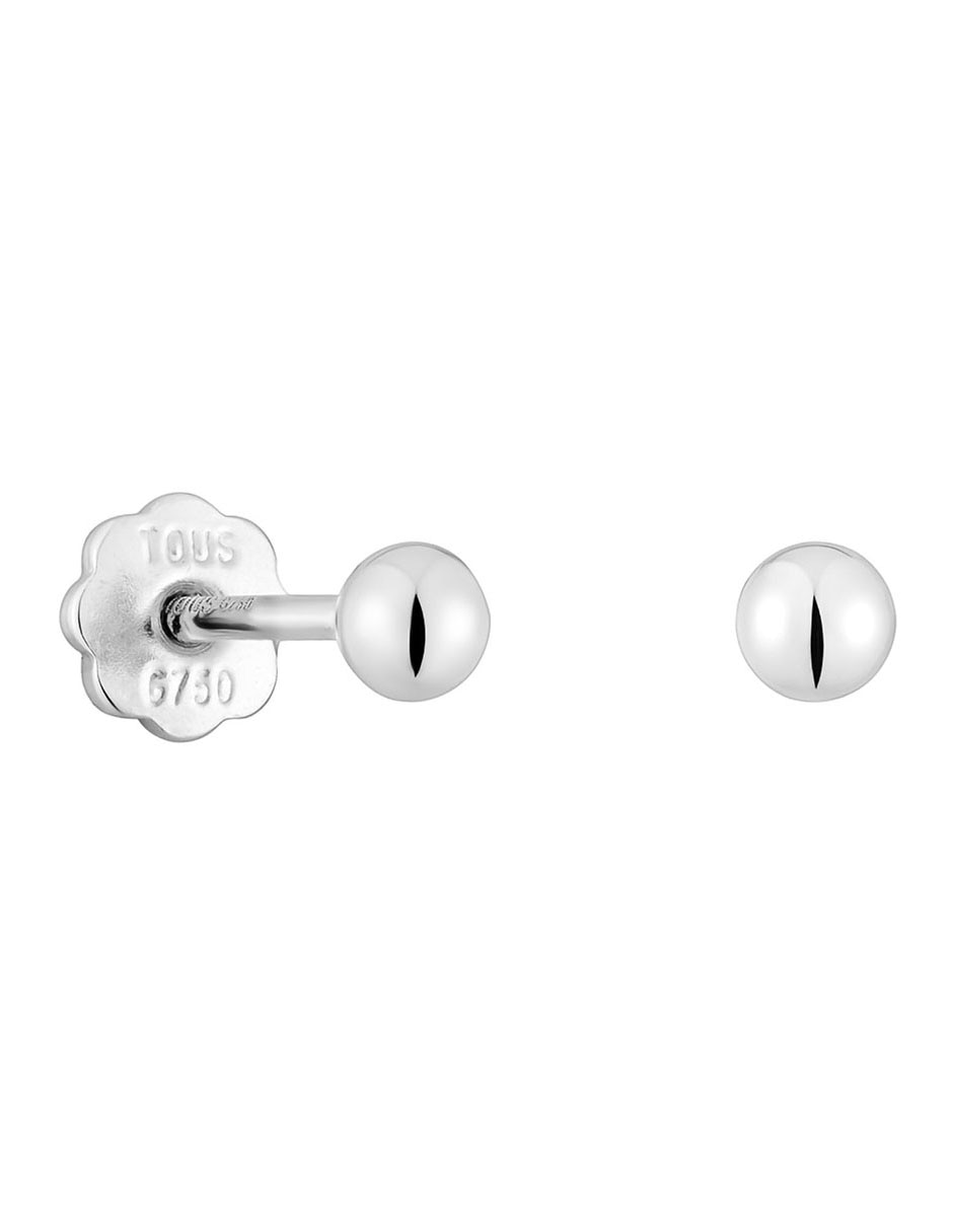 Broqueles de esfera de oro blanco con acabado brillante