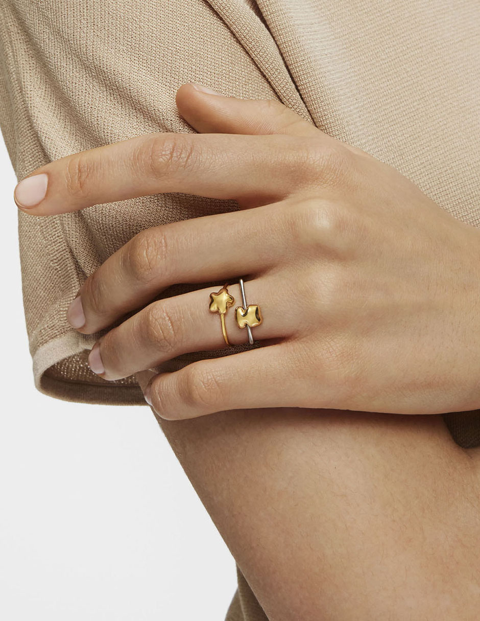 Anillo de oso Mesh Tube 18 k de oro brillante 5