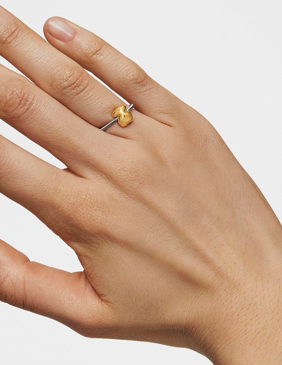Anillo de oso Tous Mesh Tube de oro brillante