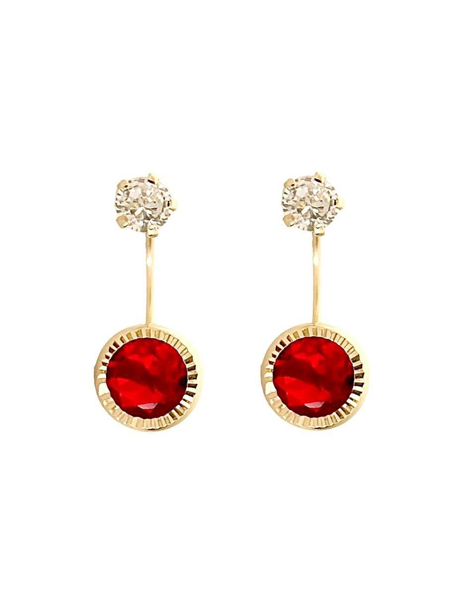 Aretes redondos de oro con acabado diamantado zirconia