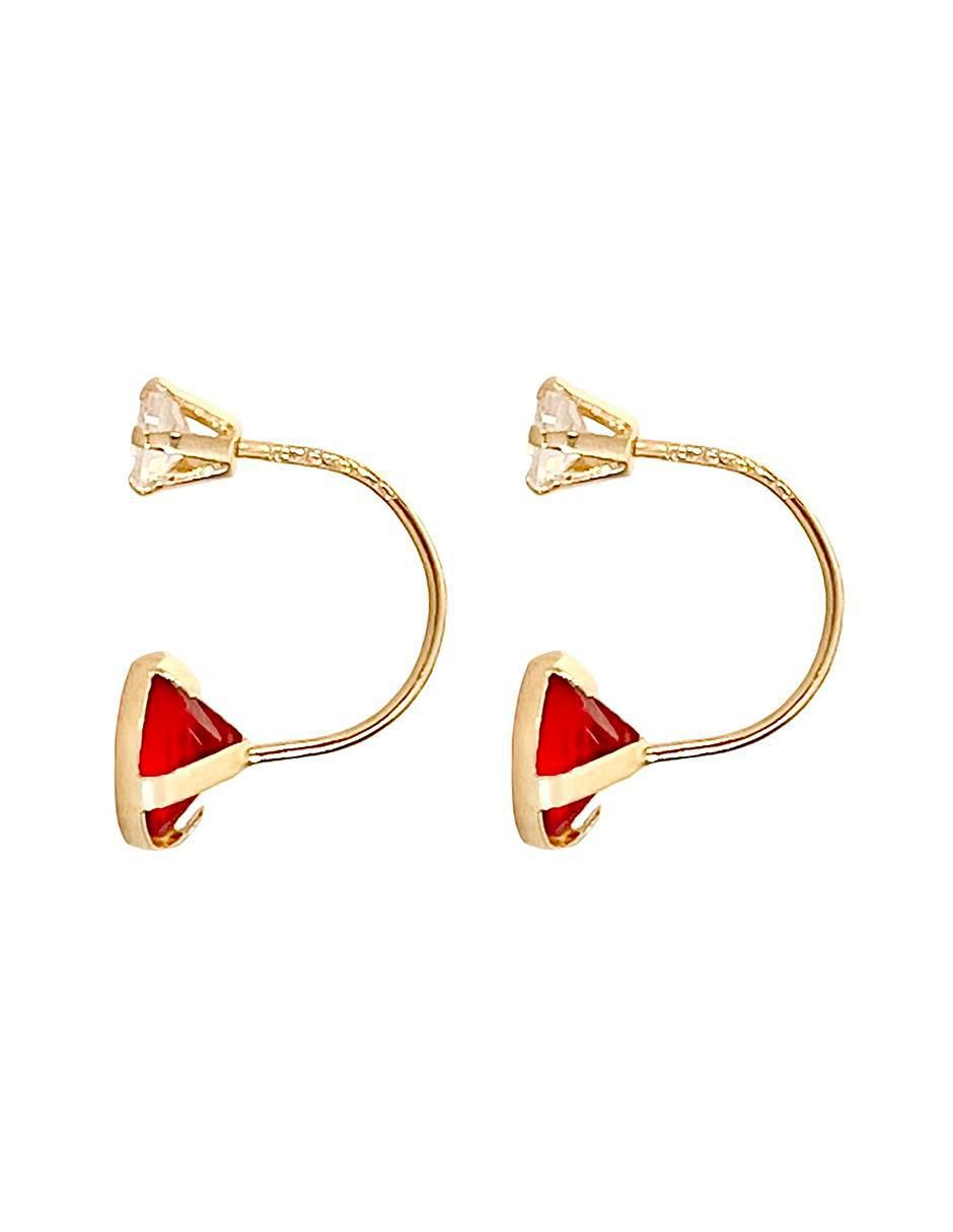 Aretes redondos de oro con acabado diamantado zirconia 2
