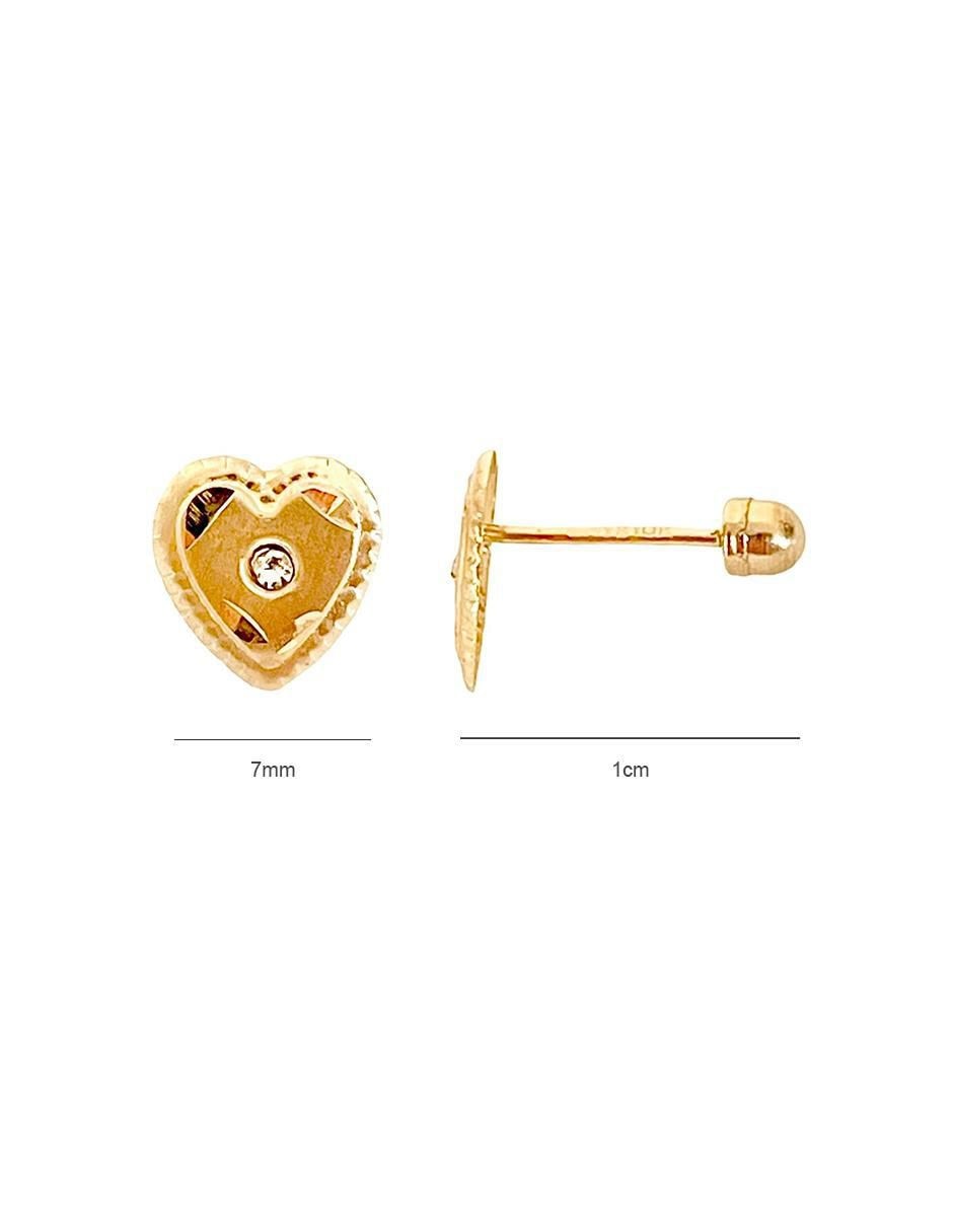 Broqueles de corazón de oro con acabado pavé zirconia 5