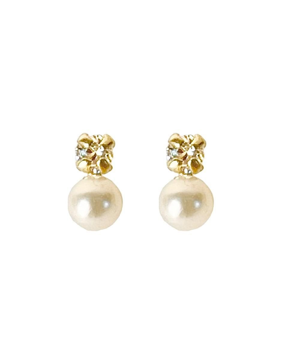 Broqueles redondos de oro con acabado liso zirconia Broqueles redondos de oro con acabado liso zirconia