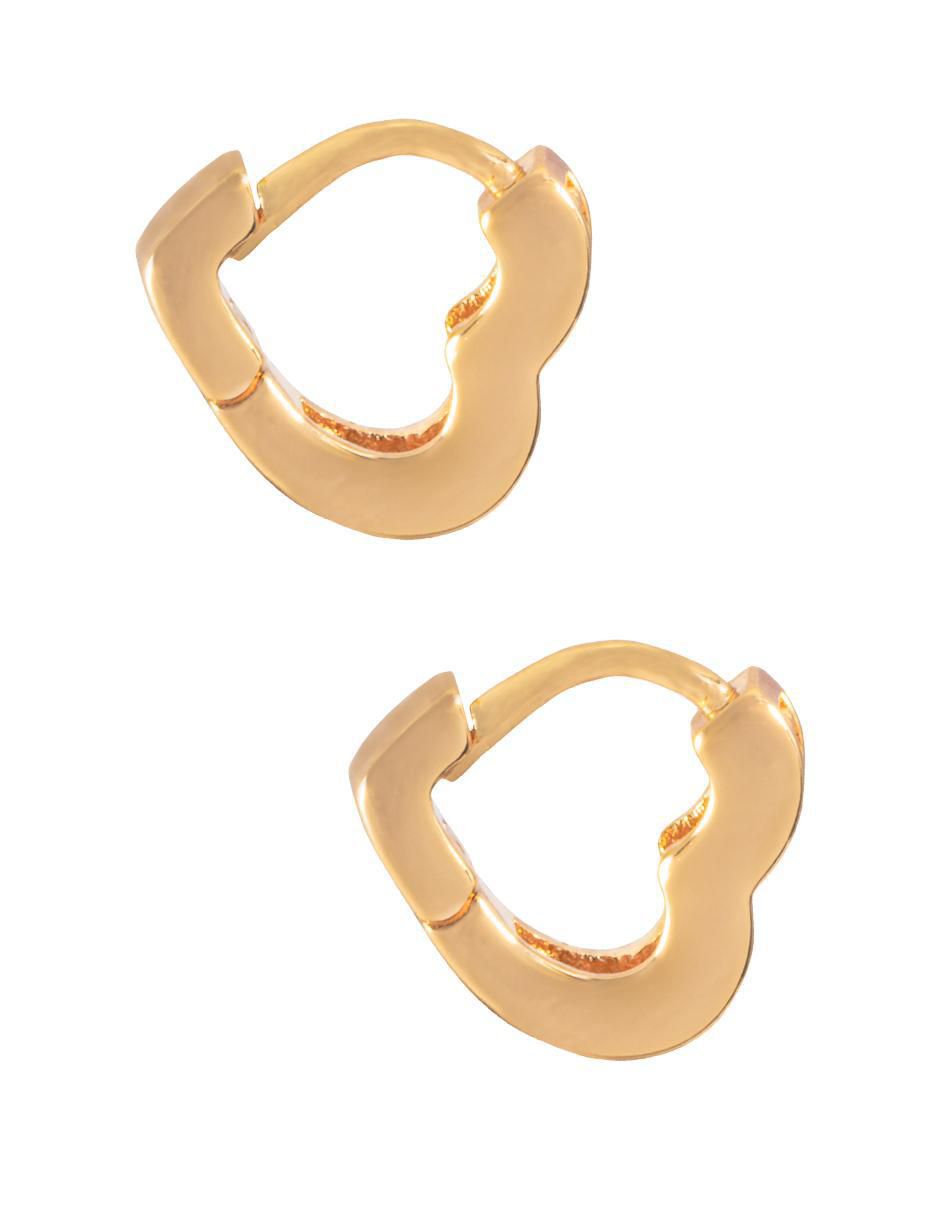 Aretes de corazón con acabado chapa de oro zirconia 3