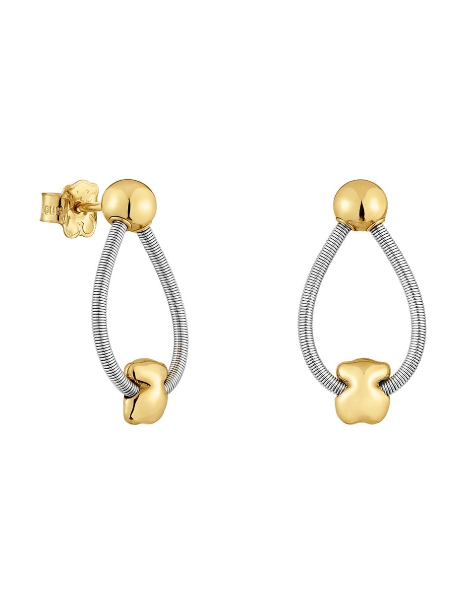 Aretes de aro Mesh Tube de oro con acabado brillante