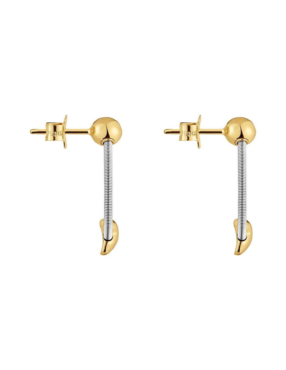 Aretes de aro Mesh Tube de oro con acabado brillante 2