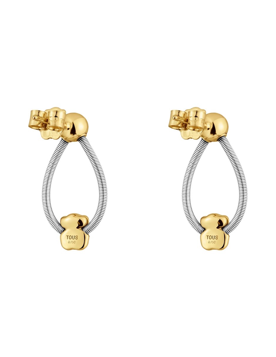 Aretes de aro Mesh Tube de oro con acabado brillante 3