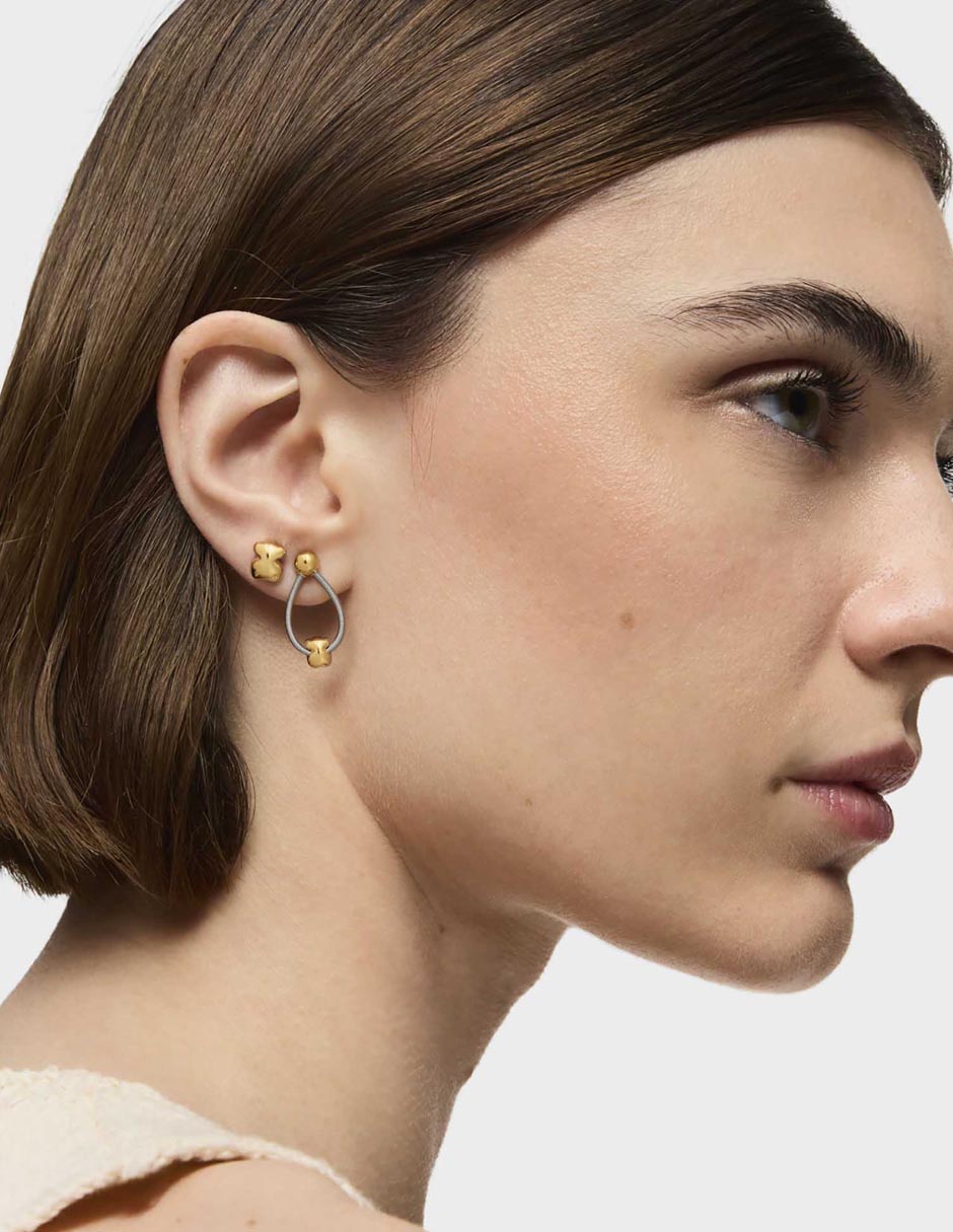 Aretes de aro Mesh Tube de oro con acabado brillante 5