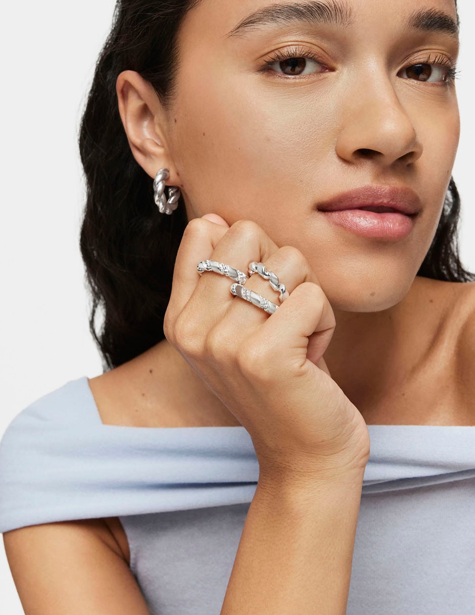 Anillo Twisted P 925 de plata brillante 4