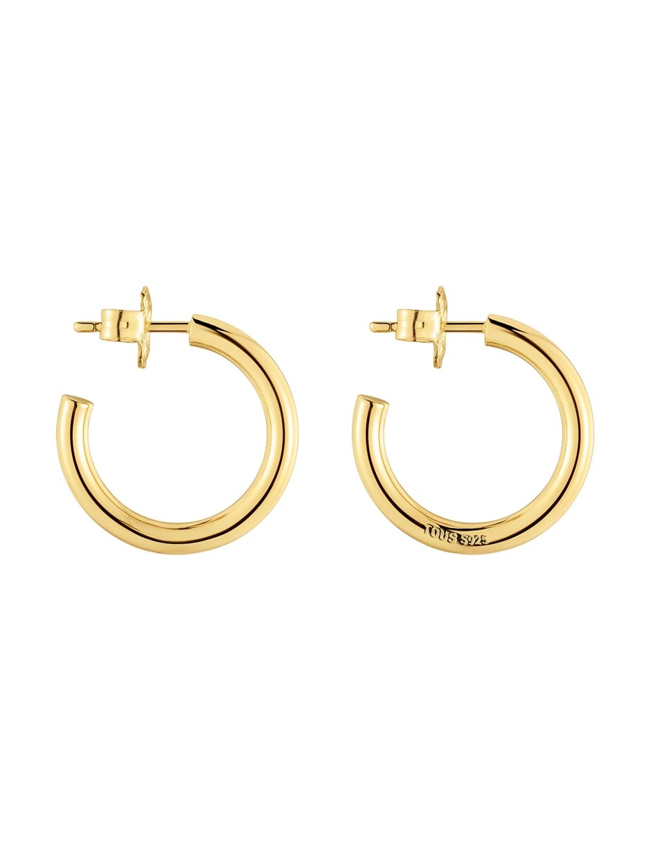 Aretes de aro de plata P 925 con acabado baño de oro 2