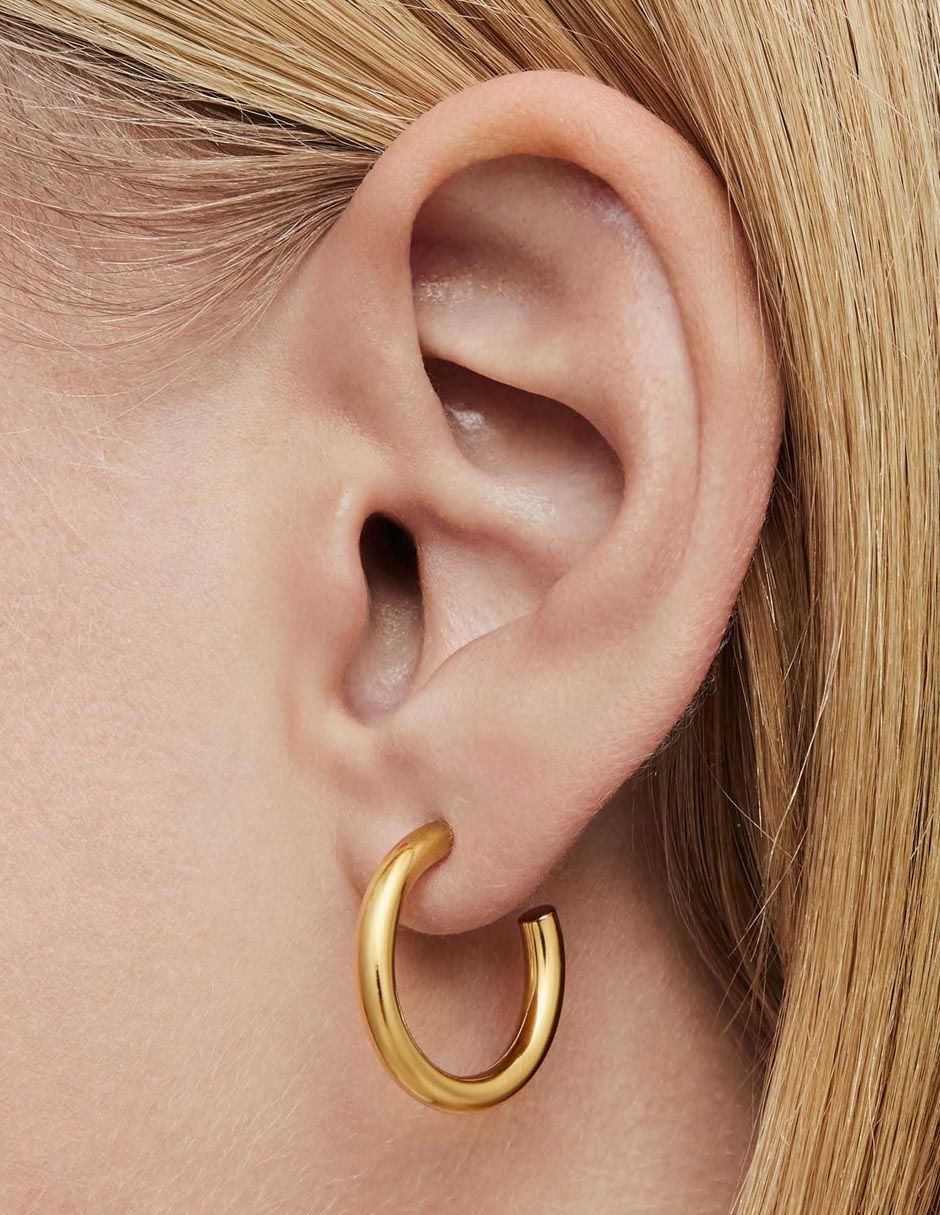 Aretes de aro de plata P 925 con acabado baño de oro 6