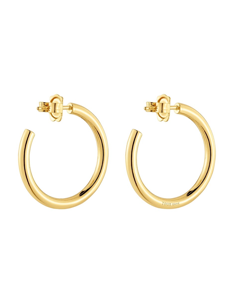 Aretes de aro de plata P 925 con acabado baño de oro 3