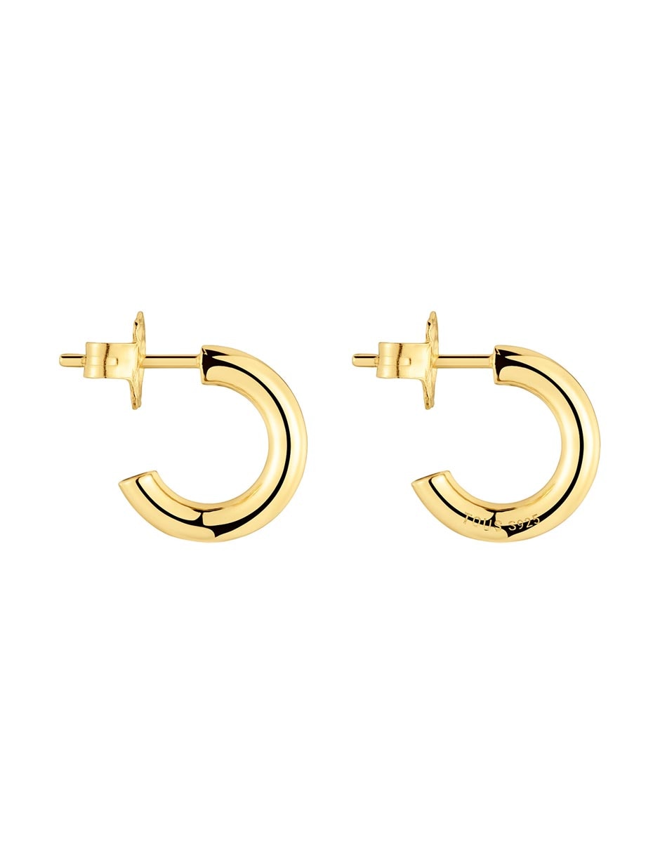 Aretes de aro de plata P 925 con acabado baño de oro 2