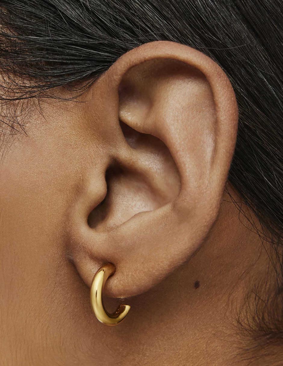 Aretes de aro de plata P 925 con acabado baño de oro 6