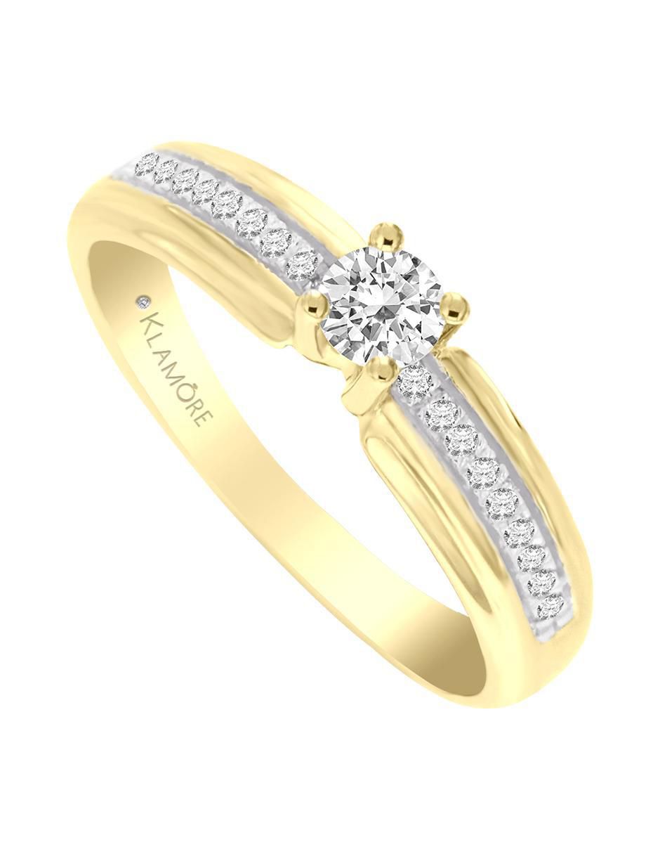 Solitario "de" oro 14 k klamore diamante