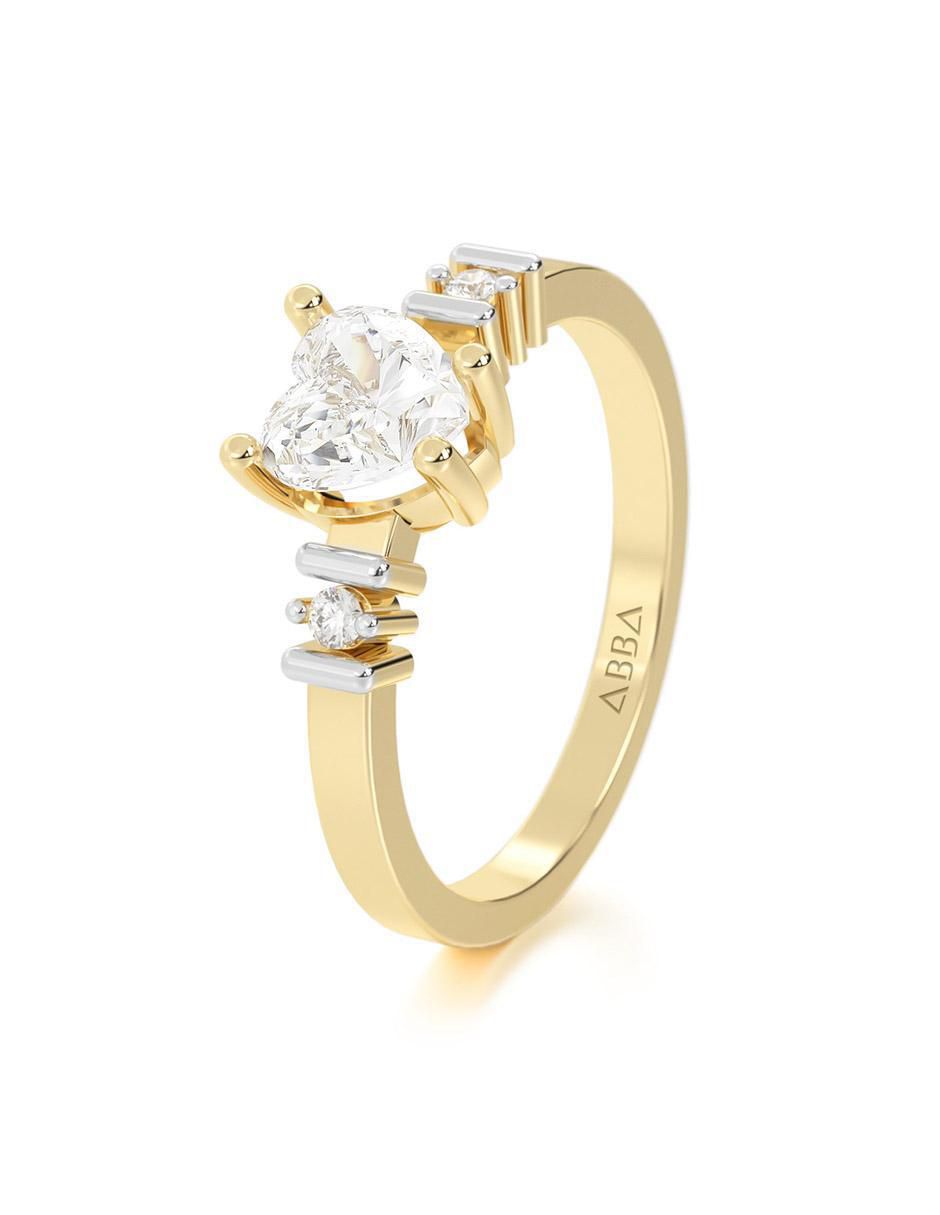 Anillo de compromiso "de" oro 10 k abba joyas sin familia zirconia