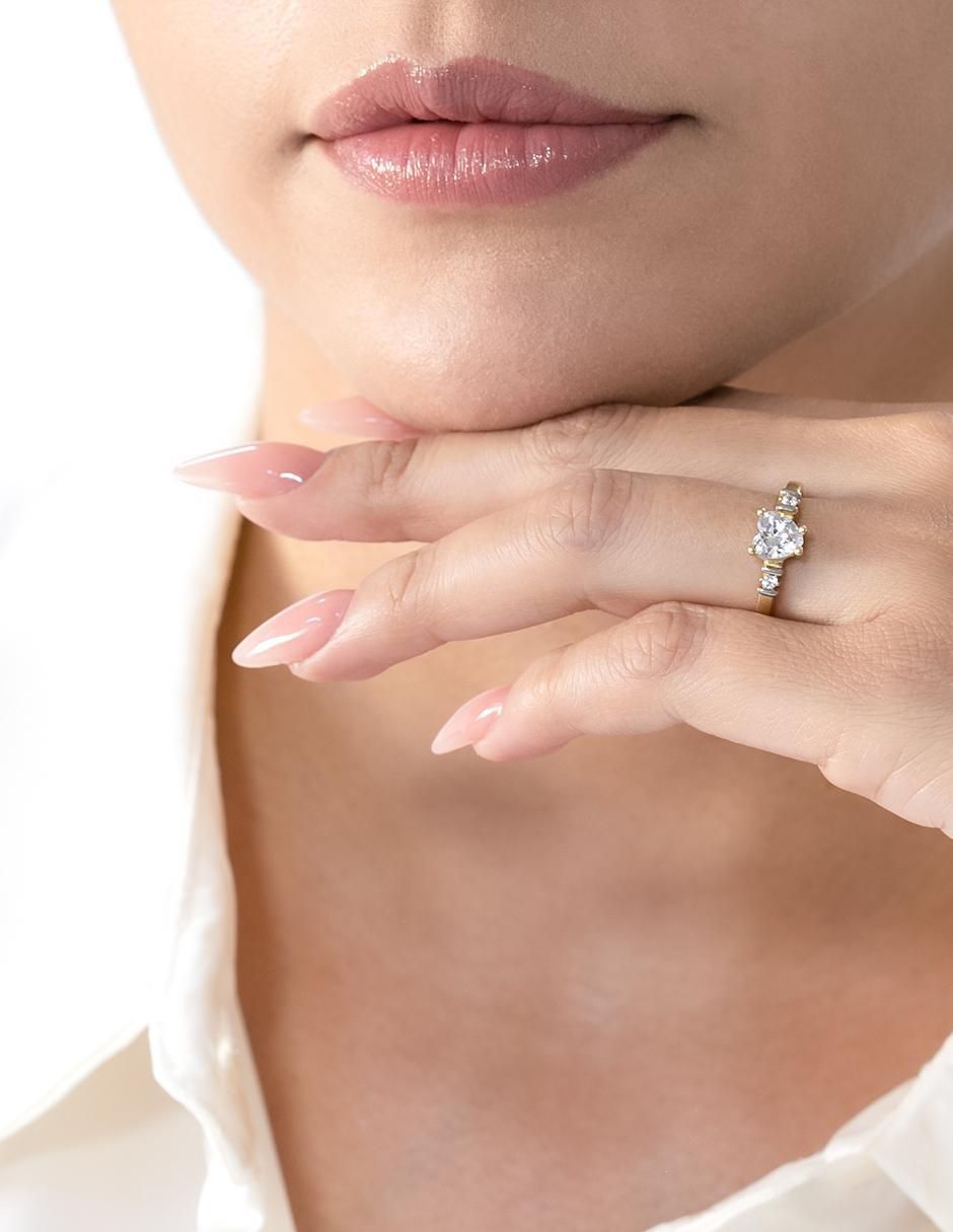 Anillo de compromiso "de" oro 10 k abba joyas sin familia zirconia