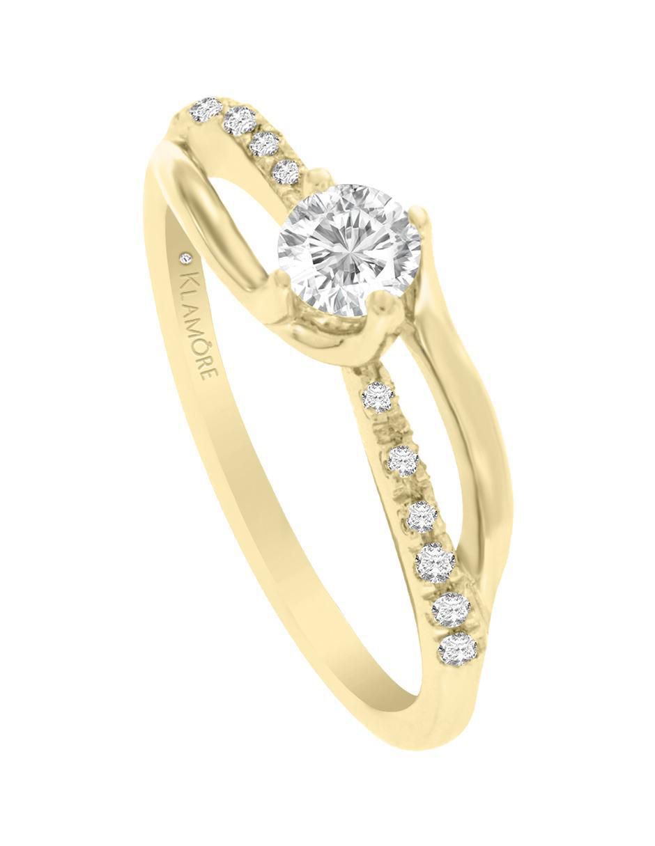 Solitario "de" oro 14 k klamore diamante