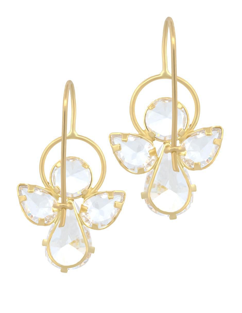 Aretes de ángel de oro con acabado brillante zirconia 2