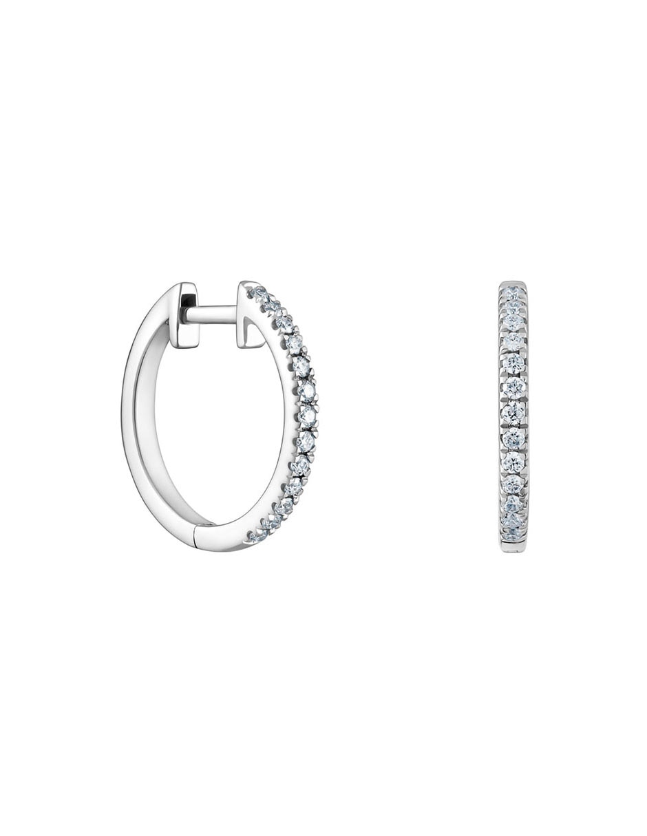 Aretes de aro Les Classiques de oro blanco con acabado pavé diamante Aretes de aro Les Classiques de oro blanco con acabado pavé diamante