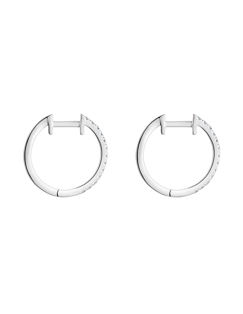 Aretes de aro Les Classiques de oro blanco con acabado pavé diamante 2