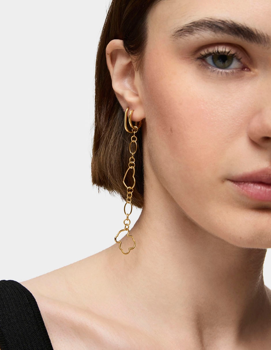 Aretes New Silueta de plata P 925 con acabado baño de oro 4