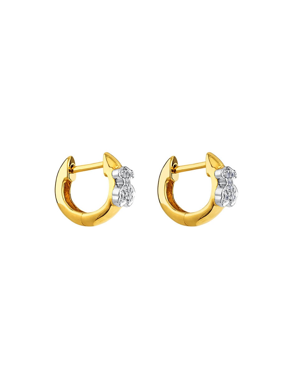Aretes de aro Gen de oro amarillo con acabado brillante diamante 2