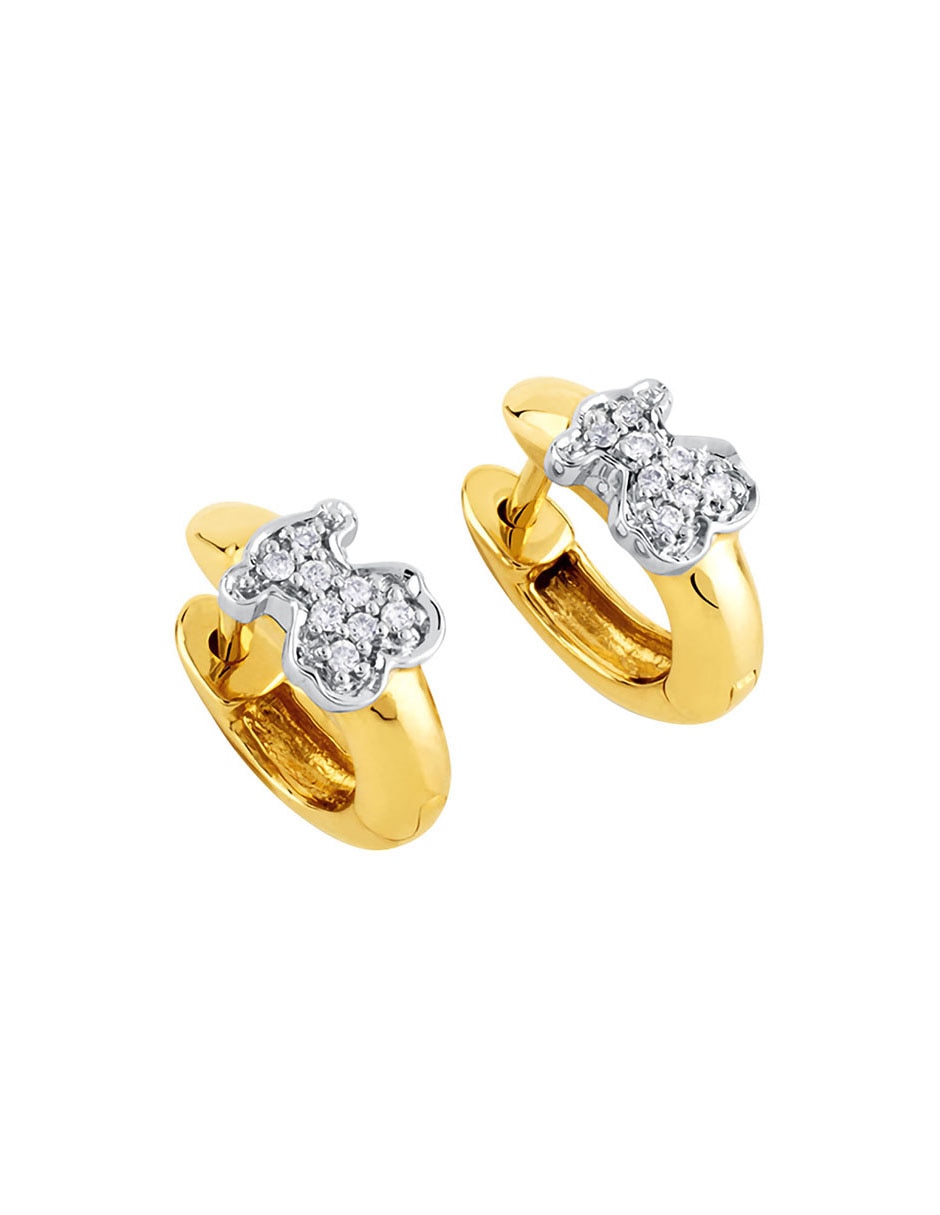 Aretes de aro Gen de oro amarillo con acabado brillante diamante 4