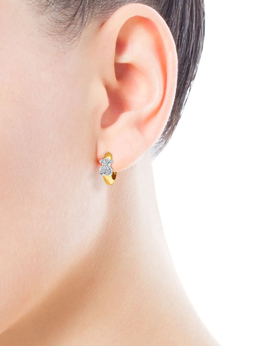 Aretes de aro Gen de oro amarillo con acabado brillante diamante 5