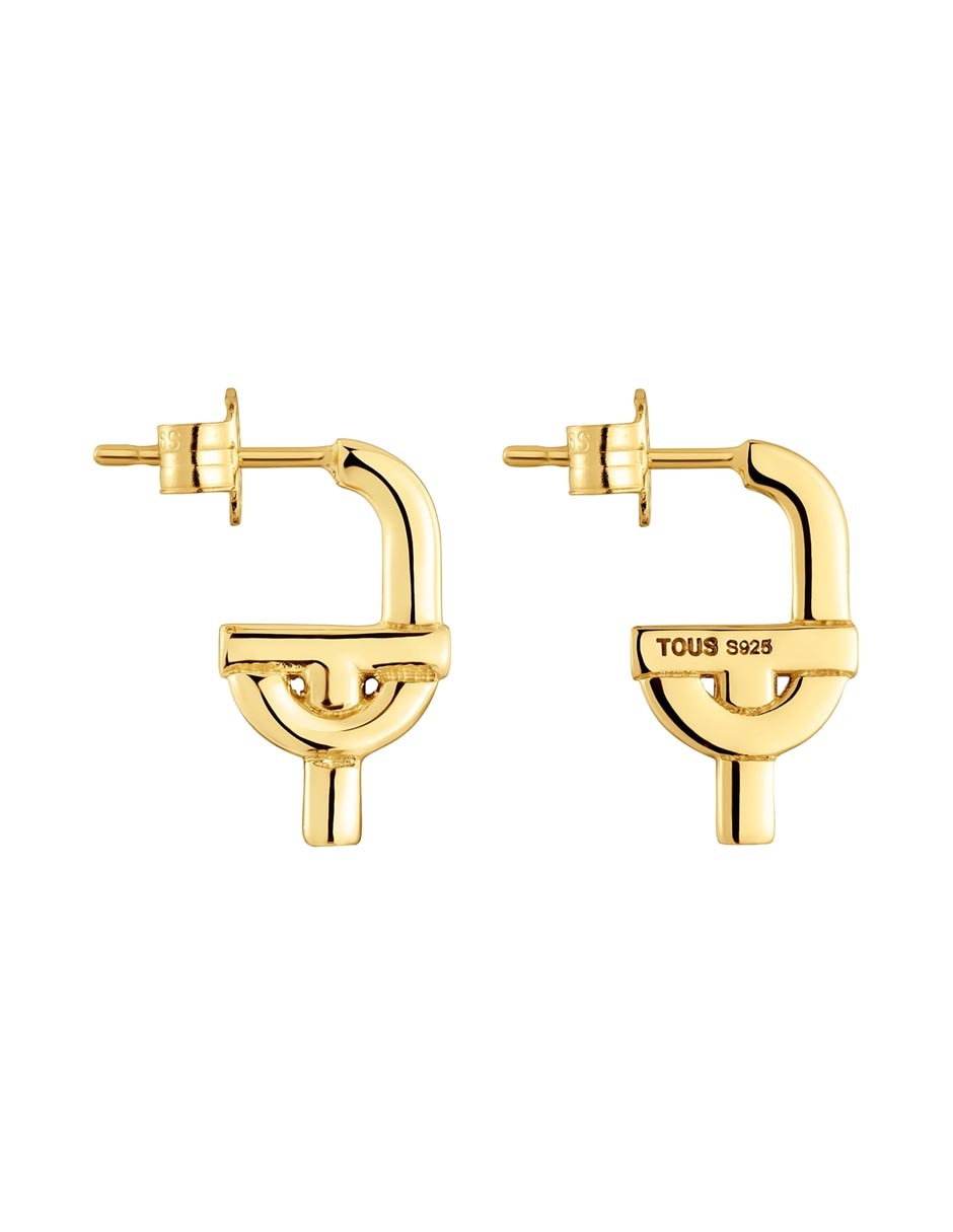 Broqueles Manifesto de plata P 925 con acabado baño de oro 3