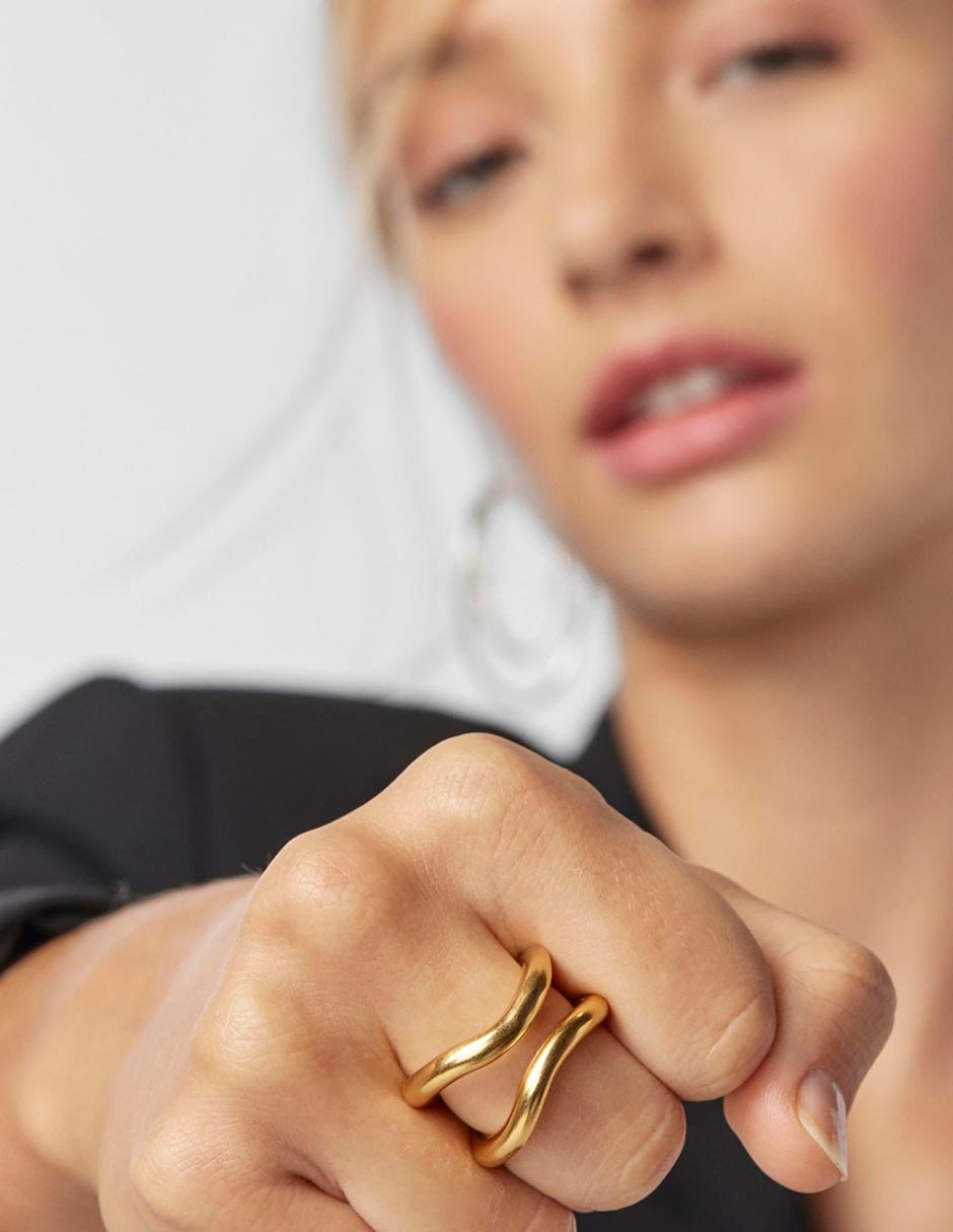 Anillo Hav de plata P 925 con acabado baño de oro 6