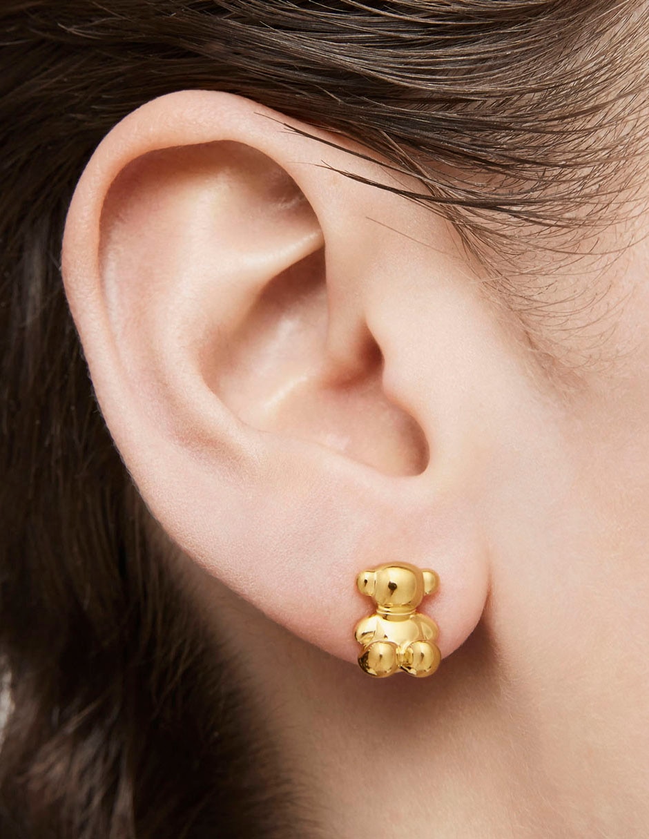 Broqueles de oso Bold Bear de plata P 925 con acabado baño de oro 6