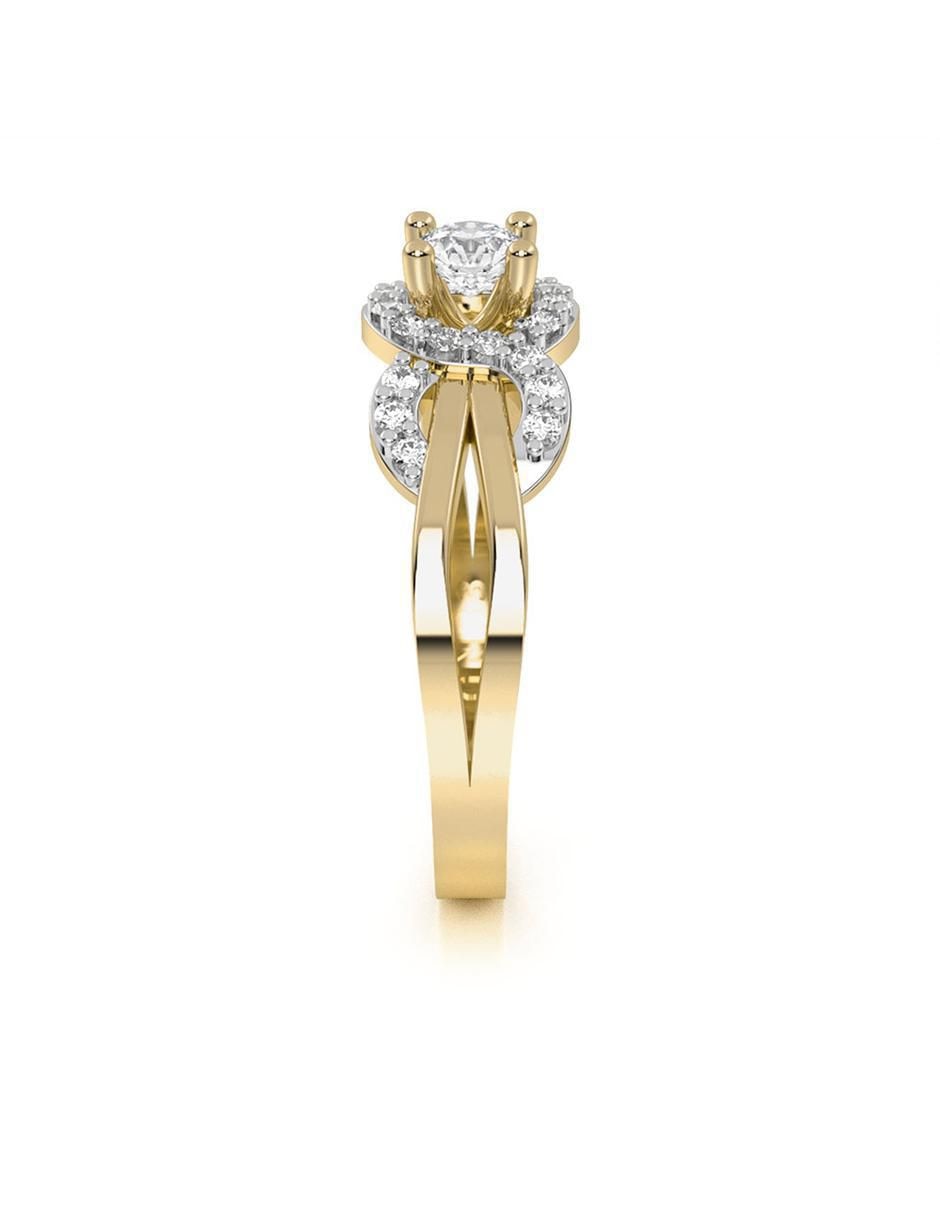 Anillo de compromiso "de" oro 10 k abba joyas sin familia zirconia