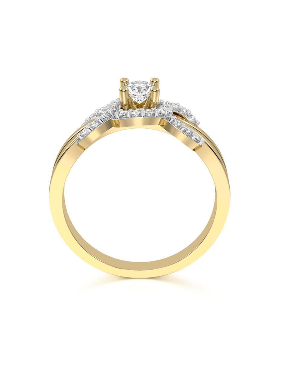 Anillo de compromiso "de" oro 10 k abba joyas sin familia zirconia
