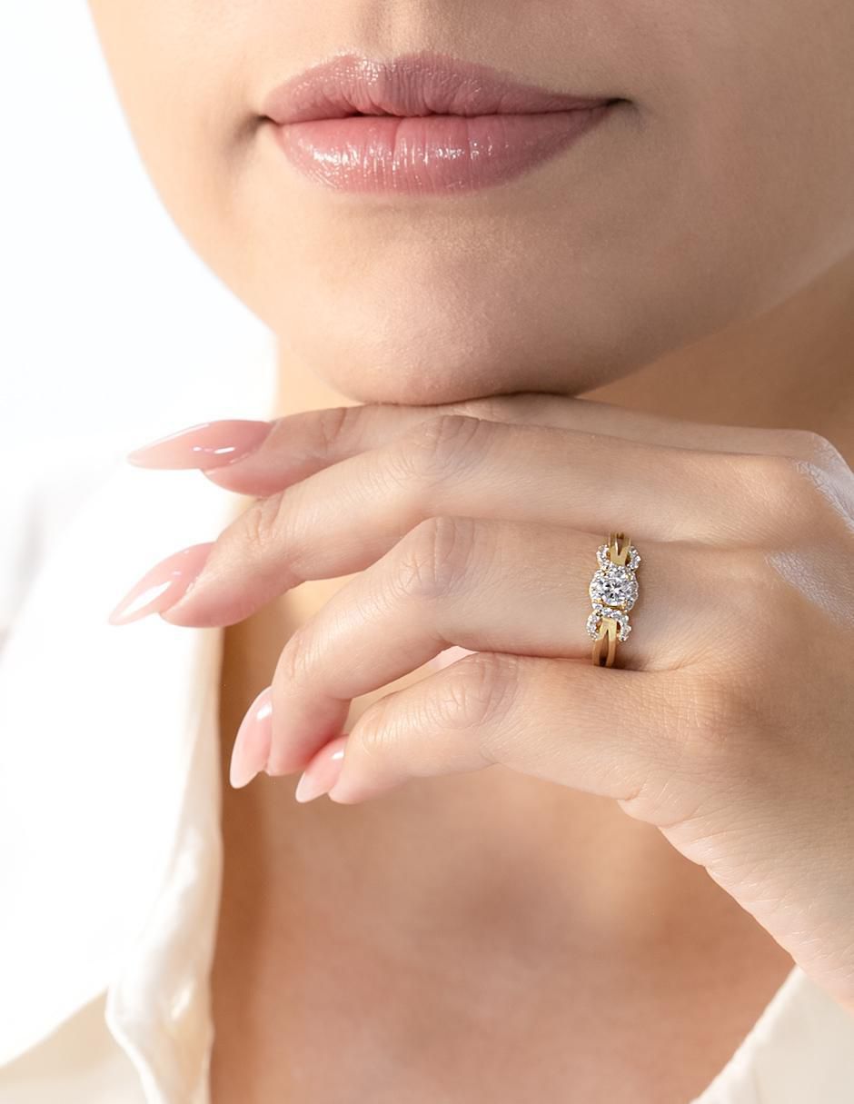 Anillo de compromiso "de" oro 10 k abba joyas sin familia zirconia