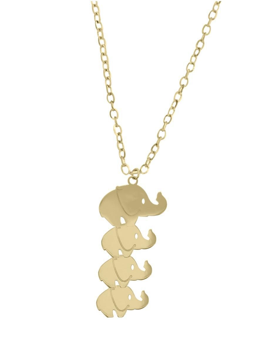 Colgante Y Dije de elefante rhodina de oro amarillo 14 K