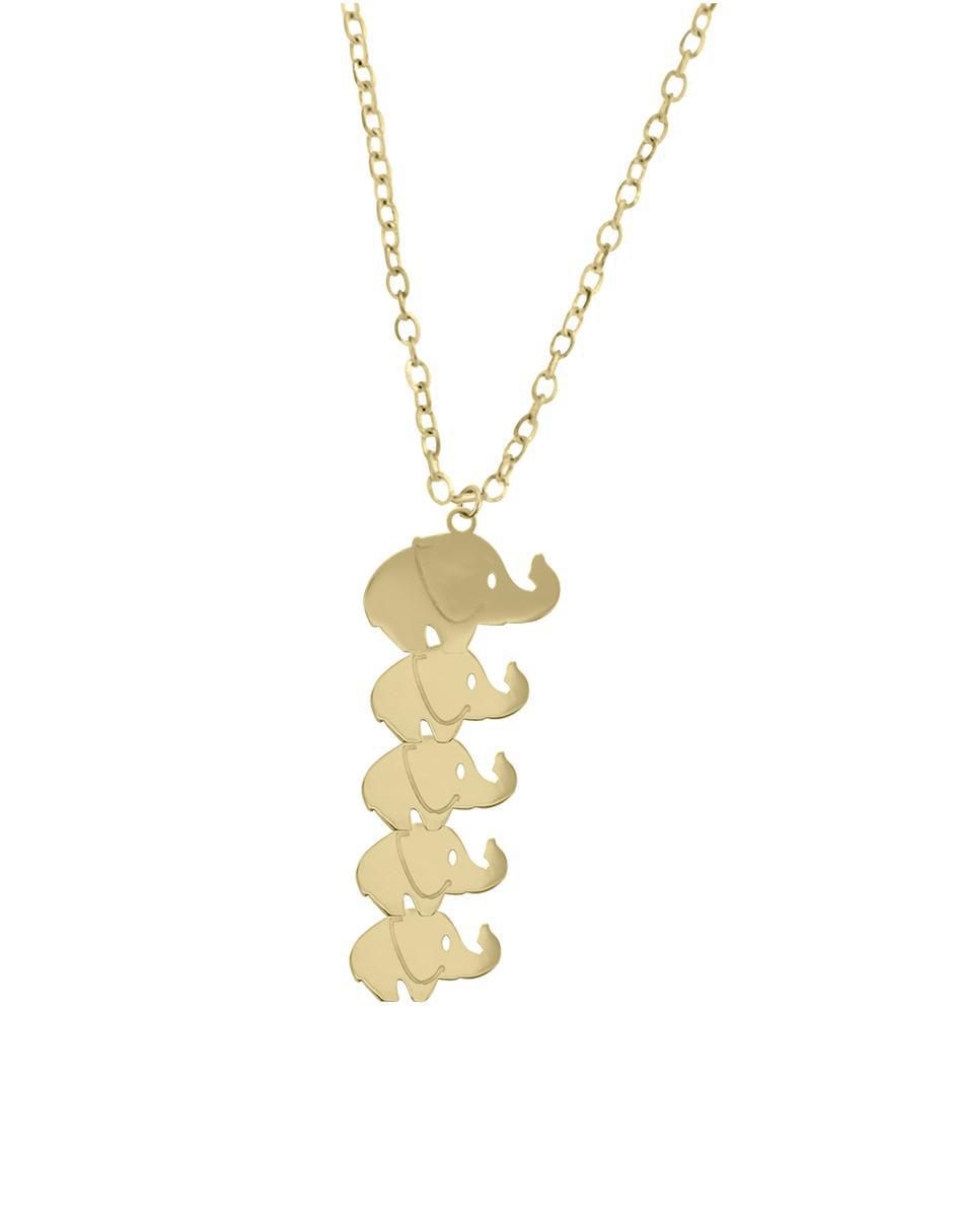 Colgante Y Dije de elefante rhodina de oro amarillo 14 K
