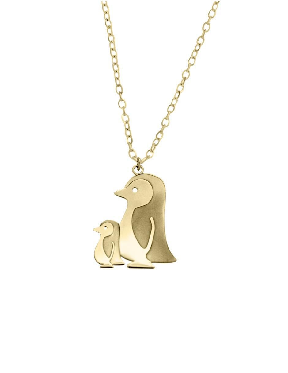 Colgante Y Dije de pingüino billoy de oro amarillo 14 K
