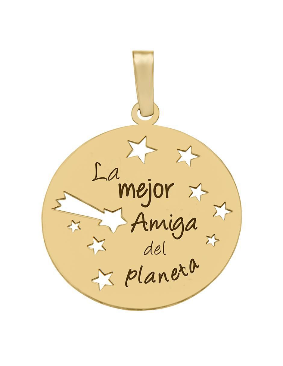Dije circular amiga de oro amarillo 14 K