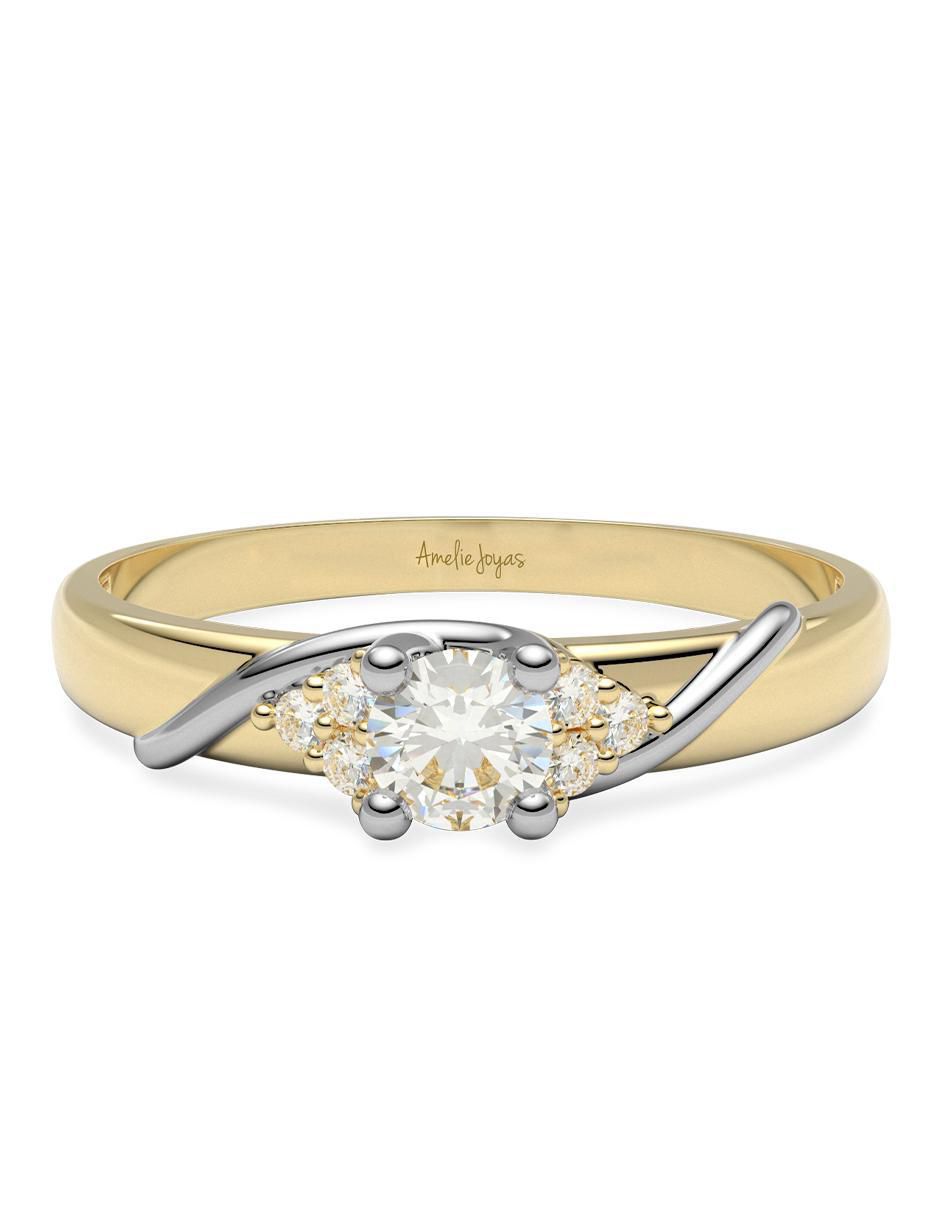 Anillo de compromiso de oro 14 k diamante