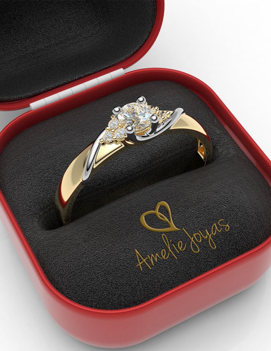 Anillo de compromiso "de" oro 14 k amelie joyas sin colección diamante